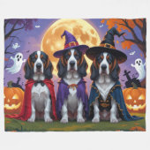 Couverture Polaire Bluetick Coonhound Chiens Citrouille Halloween Fun (Devant (Horizontal))