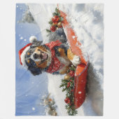 Couverture Polaire Bluetick Coonhound Dog dans Sledge Noël (Devant)