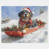 Couverture Polaire Bluetick Coonhound Dog dans Sledge Noël (Devant (Horizontal))