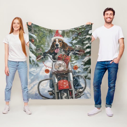 Couverture Polaire Bluetick Coonhound Dog équitation Motorcycle Noël (En situation)