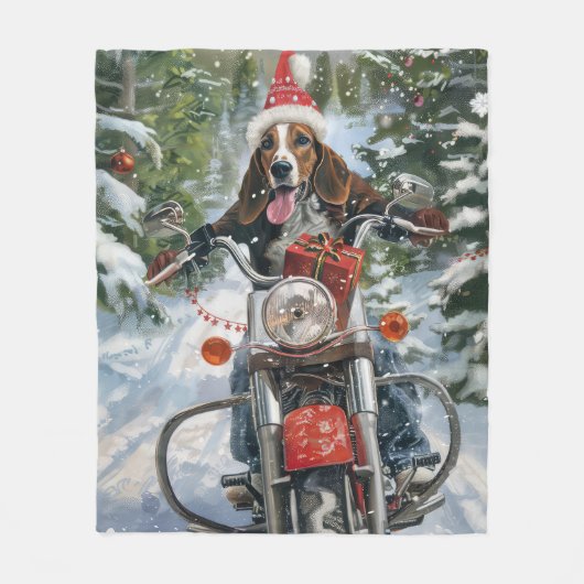 Couverture Polaire Bluetick Coonhound Dog équitation Motorcycle Noël (Devant)