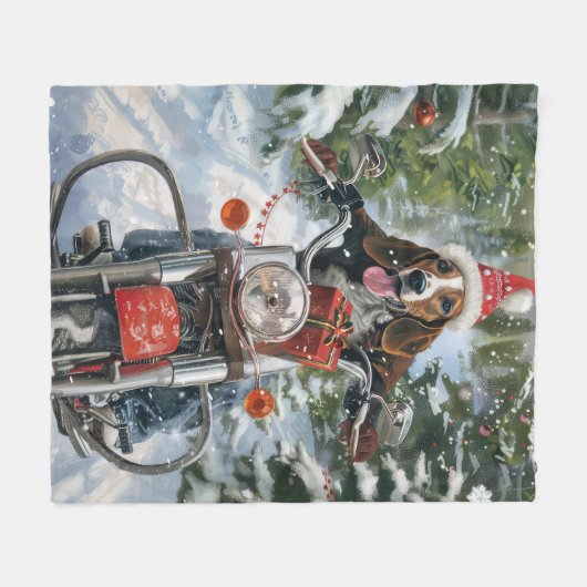 Couverture Polaire Bluetick Coonhound Dog équitation Motorcycle Noël (Devant (Horizontal))