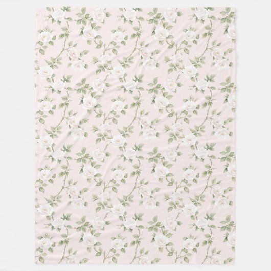 Couverture Polaire Blush Blanc Floral (Devant)