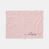 Couverture Polaire Blush Dusty Pink Monogramme Nom Moderne (Devant (Horizontal))