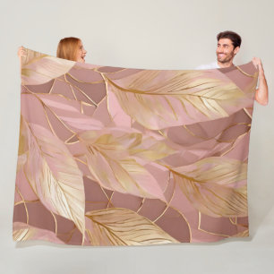 Couverture Polaire Blush Pink Gold Boho Modern Leaves Collection