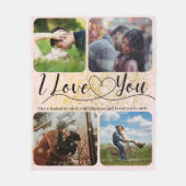 Couverture Polaire Blush Pink Gold Sparkle Love Couple Photo Collage (Devant)