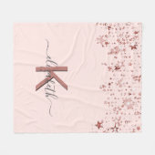 Couverture Polaire Blush rose or monogramme nom élégant (Devant (Horizontal))
