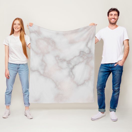 Couverture Polaire Blush tones pink rose gold white marble pattern (En situation)