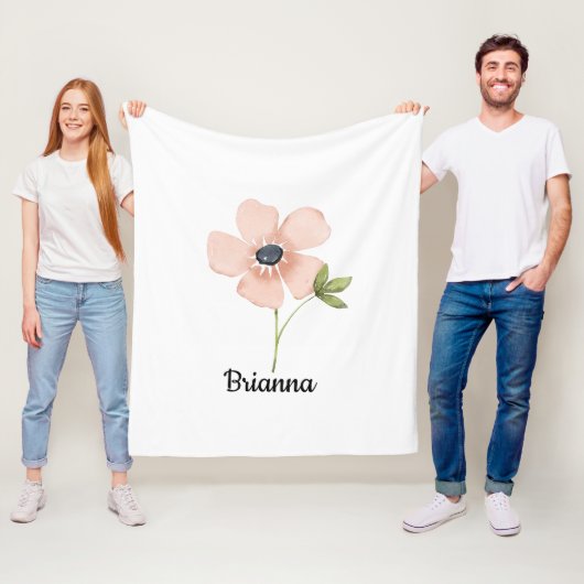 Couverture Polaire Blush Watercolor Flower Name (En situation)
