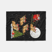 Couverture Polaire Bobcat Lynx Santa Sleigh Flying Funny Magical Chri (Devant (Horizontal))