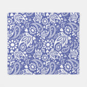 Couverture Polaire Boco Chic Classique Bleu Blanc Paisley Flower Hear (Devant (Horizontal))