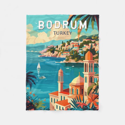 Couverture Polaire Bodrum Turquie Travel Art Vintage (Devant)