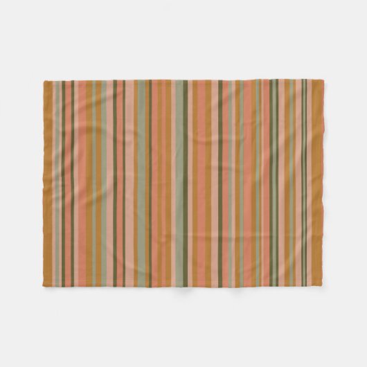Couverture Polaire Bohème Stripes Chaud Terracotta Ochre Motif (Devant (Horizontal))