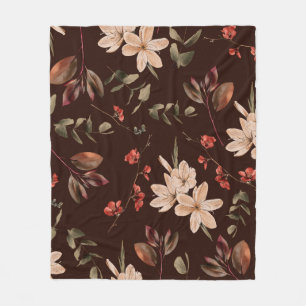 Couverture Polaire Bohemian floral seamless pattern with dark brown b