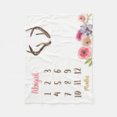 Couverture Polaire Boho Antler Baby Milestone Mensuelle Blanket bébé (Devant)