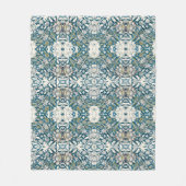 Couverture Polaire BOHO Aquarelle Florale Patchwork Motif Bleu Tan (Devant)