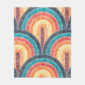 Couverture Polaire Boho Aquarelle Rouge Turquoise Orange arc-en-ciel (Devant)