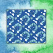 Couverture Polaire Boho arc-en-ciel vert simple en bleu |