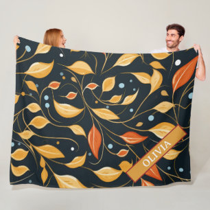 Couverture Polaire Boho Automne Floral Leaf Conception personnalisée