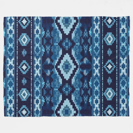 Couverture Polaire Boho Aztec Blue Kits Design (Devant (Horizontal))