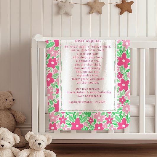 Couverture Polaire Boho Baptism Gift Personal Prayer Fleece Blanket 