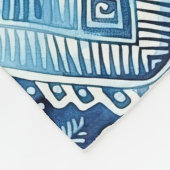 Couverture Polaire Boho Bleu Blanc Floral Cœurs Abstrait (Coin)