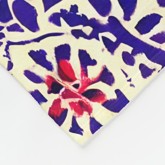 Couverture Polaire Boho Blue Abstrait (Coin)