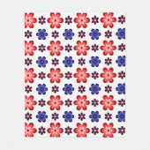 Couverture Polaire Boho Blue Purple Red Flowers Medium Fleece Blanket (Devant)