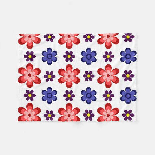 Couverture Polaire Boho Blue Purple Red Flowers Small Fleece Blanket (Devant (Horizontal))