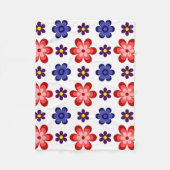Couverture Polaire Boho Blue Purple Red Flowers Small Fleece Blanket (Devant)