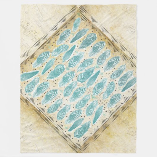 Couverture Polaire Boho Bohemian Rustic Abstrait Motif en plume (Devant)