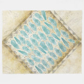 Couverture Polaire Boho Bohemian Rustic Abstrait Motif en plume (Devant (Horizontal))