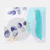 Couverture Polaire Boho botanique cyan violet (Devant (Horizontal))