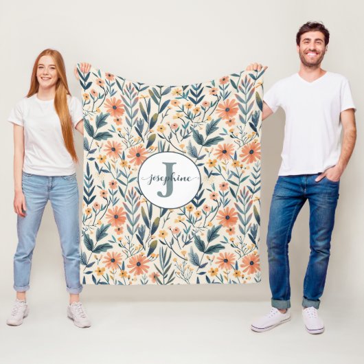 Couverture Polaire Boho Botanique Personnalisé Jardin Fleece Blanket (En situation)