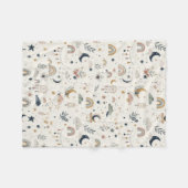 Couverture Polaire Boho Celestial  | Lune et Étoiles Neutres (Devant (Horizontal))