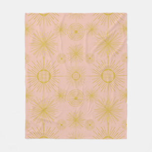 Couverture Polaire Boho Celestial Sun Stars Motif rose