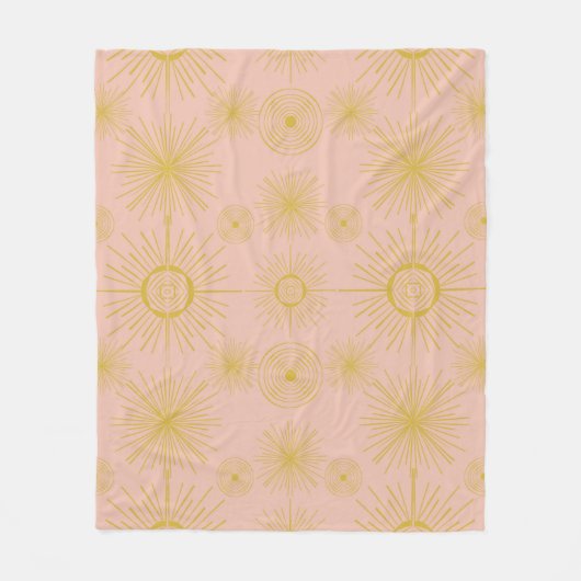 Couverture Polaire Boho Celestial Sun Stars Motif rose (Devant)