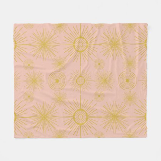 Couverture Polaire Boho Celestial Sun Stars Motif rose (Devant (Horizontal))