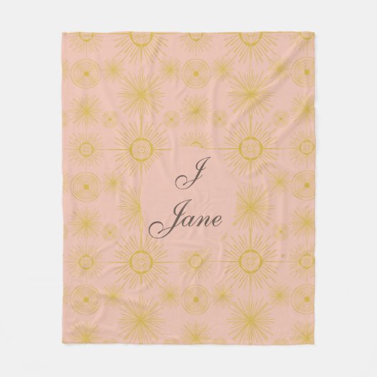 Couverture Polaire Boho Celestial Sun Stars Personnalisé rose (Devant)