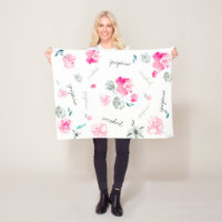 Boho Chic Aquarelle florale répétée Nom Bébé