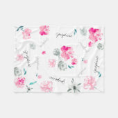 Couverture Polaire Boho Chic Aquarelle florale répétée Nom Bébé (Devant (Horizontal))