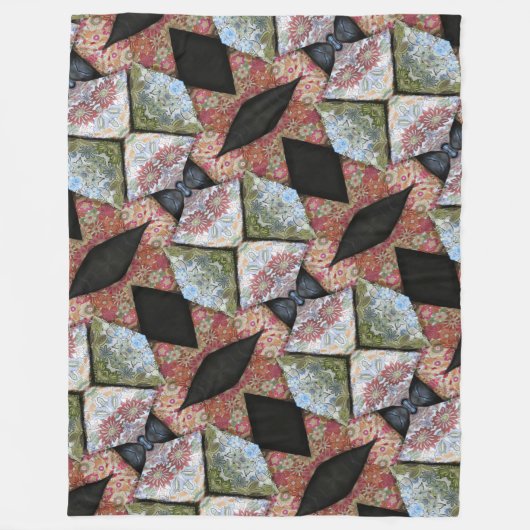 Couverture Polaire Boho Chic brodé Motif à écaille (Devant)