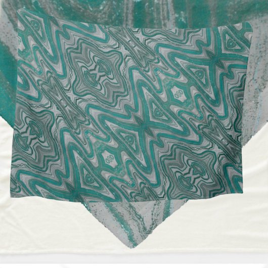 Couverture Polaire Boho Chic Turquoise et gris Abstrait Motif