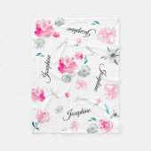 Couverture Polaire Boho Chic Watercolor fleurs répétées Nom bébé (Devant)