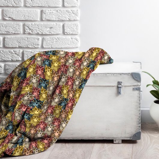 Couverture Polaire Boho coloré Boodland Owl Motif