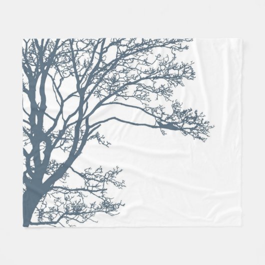 Couverture Polaire Boho d'arbre simple bleu (Devant (Horizontal))