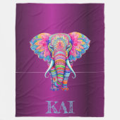 Couverture Polaire Boho Elephant - Conception personnalisée de Mandal (Devant)