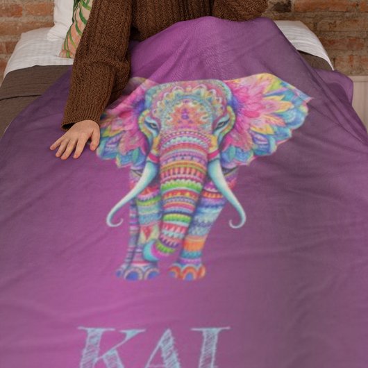 Couverture Polaire Boho Elephant - Conception personnalisée de Mandal
