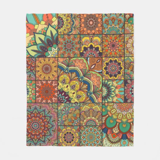 Couverture Polaire Boho ensemble de tuiles et motif sans soudure. Cor (Devant)