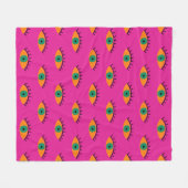 Couverture Polaire BOHO Evil Eye Motif Funky Hot Pink (Devant (Horizontal))